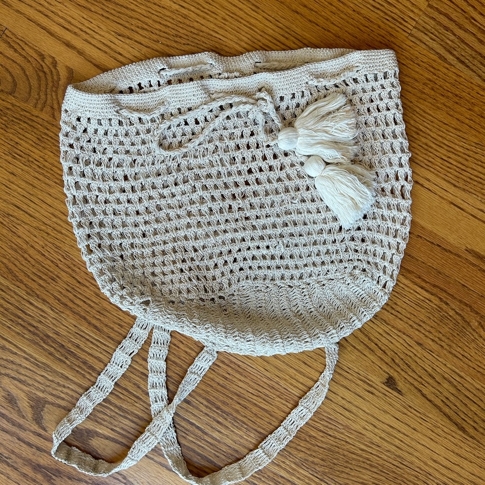 Knit, Drawstring Backpack Style Bag - image 2